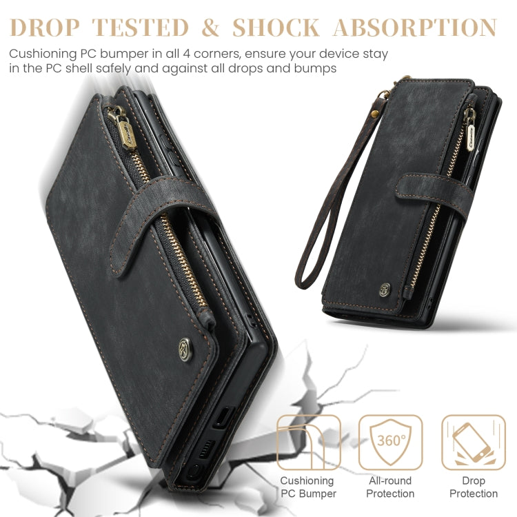 For Samsung Galaxy S24 Ultra 5G CaseMe C30 Card Slots Zipper Wallet Leather Phone Case(Black)