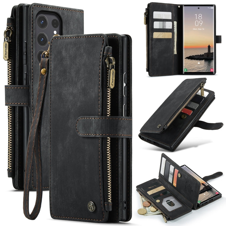For Samsung Galaxy S24 Ultra 5G CaseMe C30 Card Slots Zipper Wallet Leather Phone Case(Black) - free shipping - PMC Jewellery - Order now!
