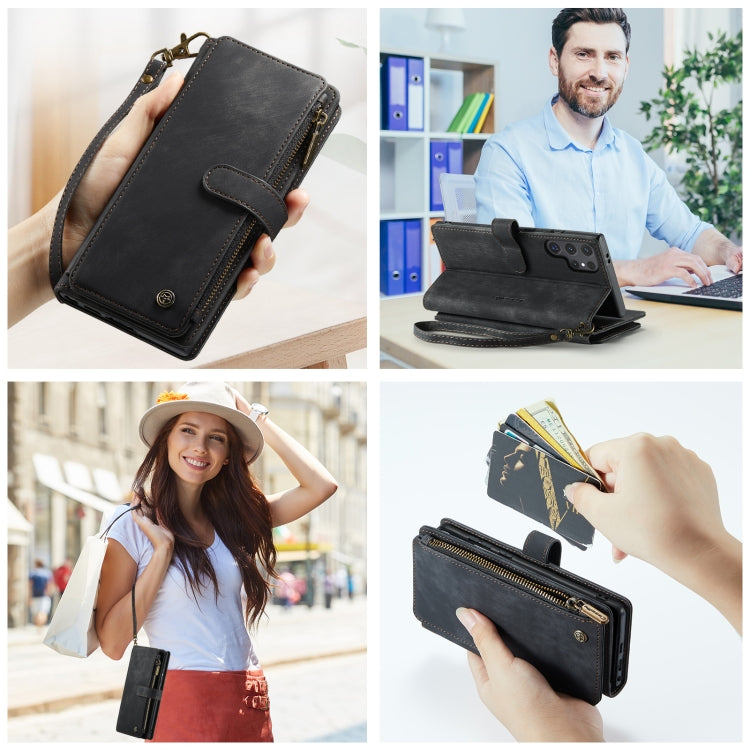 For Samsung Galaxy S24 Ultra 5G CaseMe C30 Card Slots Zipper Wallet Leather Phone Case(Black)