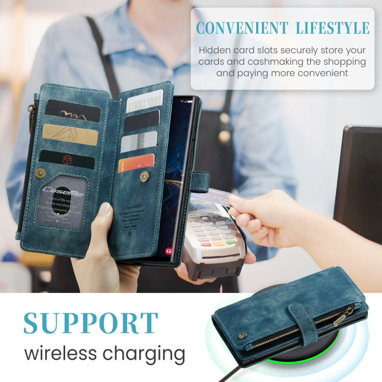For Samsung Galaxy S24 Ultra 5G CaseMe C30 Card Slots Zipper Wallet Leather Phone Case(Blue) - Galaxy S24 Ultra 5G Cases by CaseMe | Online Shopping South Africa | PMC TechLife | Buy Now Pay Later Mobicred