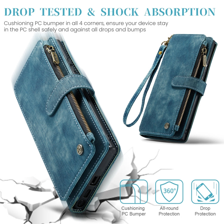 For Samsung Galaxy S24 Ultra 5G CaseMe C30 Card Slots Zipper Wallet Leather Phone Case(Blue) - Galaxy S24 Ultra 5G Cases by CaseMe | Online Shopping South Africa | PMC TechLife | Buy Now Pay Later Mobicred