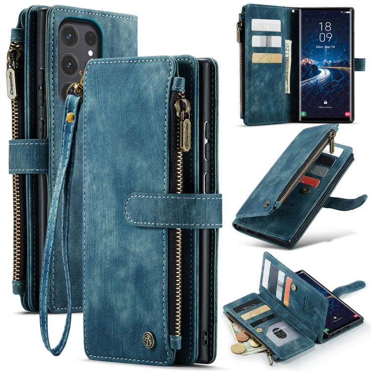 For Samsung Galaxy S24 Ultra 5G CaseMe C30 Card Slots Zipper Wallet Leather Phone Case(Blue) - Galaxy S24 Ultra 5G Cases by CaseMe | Online Shopping South Africa | PMC TechLife | Buy Now Pay Later Mobicred