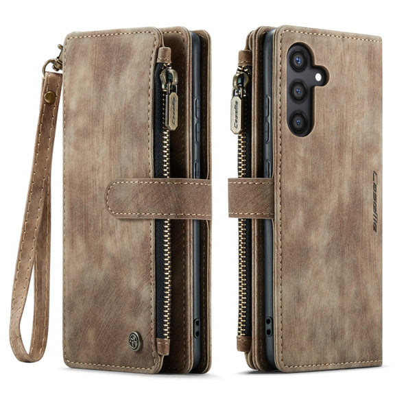 For Samsung Galaxy S24+ 5G CaseMe C30 Card Slots Zipper Wallet Leather Phone Case(Brown)