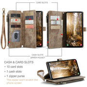 For Samsung Galaxy S24+ 5G CaseMe C30 Card Slots Zipper Wallet Leather Phone Case(Brown)