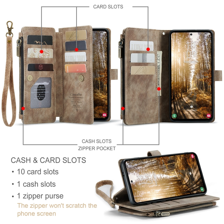 For Samsung Galaxy S24+ 5G CaseMe C30 Card Slots Zipper Wallet Leather Phone Case(Brown)