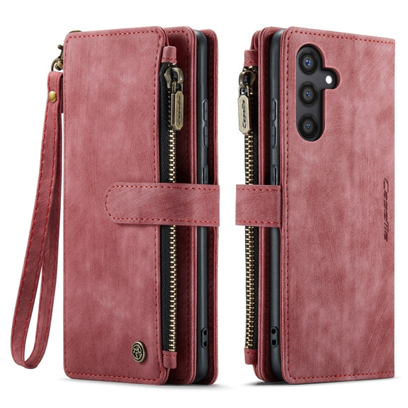 For Samsung Galaxy S24+ 5G CaseMe C30 Card Slots Zipper Wallet Leather Phone Case(Red)