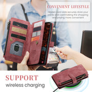 For Samsung Galaxy S24+ 5G CaseMe C30 Card Slots Zipper Wallet Leather Phone Case(Red)