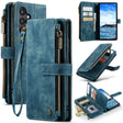 For Samsung Galaxy S24+ 5G CaseMe C30 Card Slots Zipper Wallet Leather Phone Case(Blue) - free shipping - PMC Jewellery - Order now!