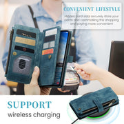 For Samsung Galaxy S24+ 5G CaseMe C30 Card Slots Zipper Wallet Leather Phone Case(Blue)