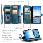 For Samsung Galaxy S24+ 5G CaseMe C30 Card Slots Zipper Wallet Leather Phone Case(Blue)