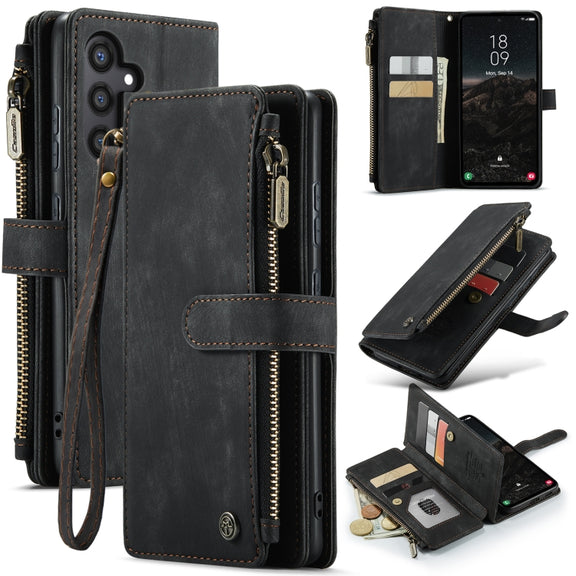 For Samsung Galaxy S24 5G CaseMe C30 Card Slots Zipper Wallet Leather Phone Case(Black)