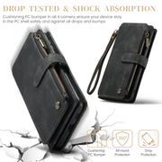 For Samsung Galaxy S24 5G CaseMe C30 Card Slots Zipper Wallet Leather Phone Case(Black)
