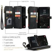 For Samsung Galaxy S24 5G CaseMe C30 Card Slots Zipper Wallet Leather Phone Case(Black)