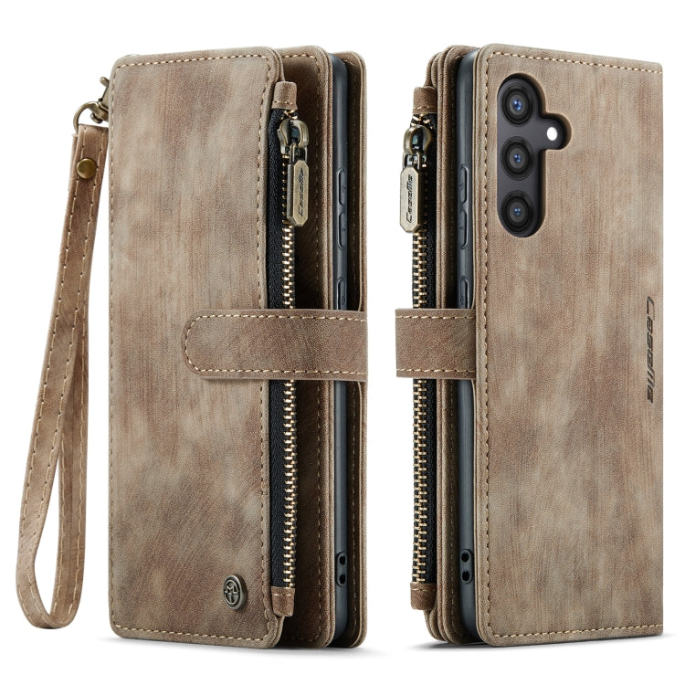For Samsung Galaxy S24 5G CaseMe C30 Card Slots Zipper Wallet Leather Phone Case(Brown)