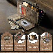 For Samsung Galaxy S24 5G CaseMe C30 Card Slots Zipper Wallet Leather Phone Case(Brown)