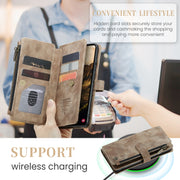 For Samsung Galaxy S24 5G CaseMe C30 Card Slots Zipper Wallet Leather Phone Case(Brown)