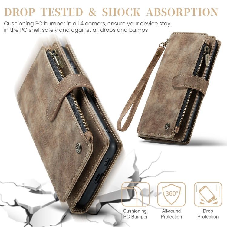 For Samsung Galaxy S24 5G CaseMe C30 Card Slots Zipper Wallet Leather Phone Case(Brown)