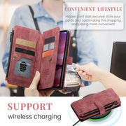 For Samsung Galaxy S24 5G CaseMe C30 Card Slots Zipper Wallet Leather Phone Case(Red)