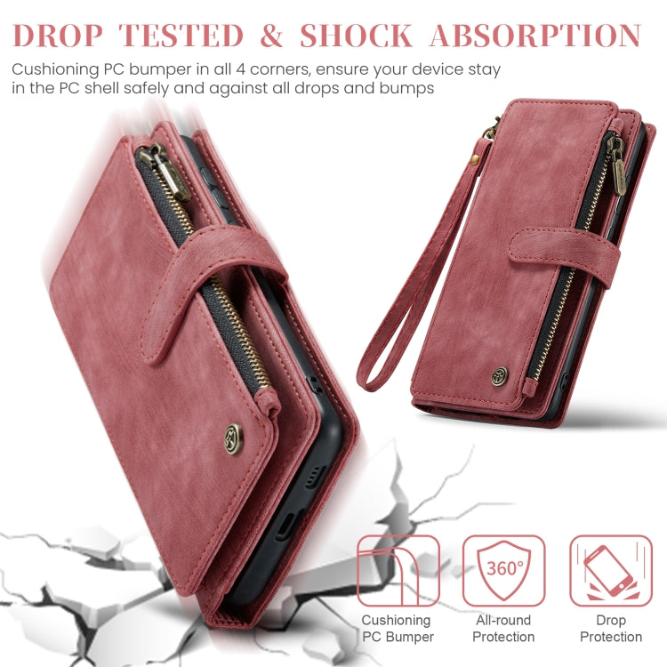 For Samsung Galaxy S24 5G CaseMe C30 Card Slots Zipper Wallet Leather Phone Case(Red)
