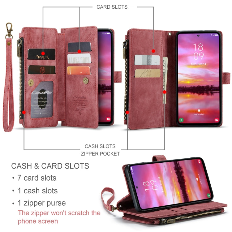 For Samsung Galaxy S24 5G CaseMe C30 Card Slots Zipper Wallet Leather Phone Case(Red)