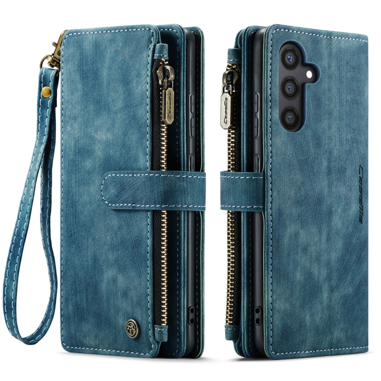 For Samsung Galaxy S24 5G CaseMe C30 Card Slots Zipper Wallet Leather Phone Case(Blue)