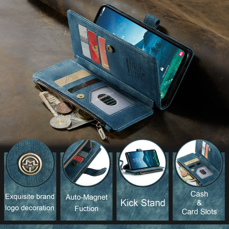 For Samsung Galaxy S24 5G CaseMe C30 Card Slots Zipper Wallet Leather Phone Case(Blue)