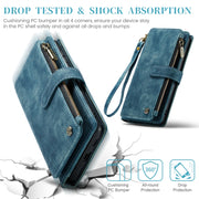 For Samsung Galaxy S24 5G CaseMe C30 Card Slots Zipper Wallet Leather Phone Case(Blue)