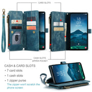 For Samsung Galaxy S24 5G CaseMe C30 Card Slots Zipper Wallet Leather Phone Case(Blue)