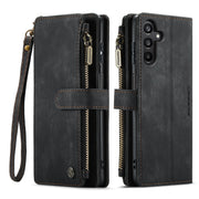 For Samsung Galaxy A15 CaseMe C30 Card Slots Zipper Wallet Leather Phone Case(Black)