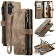 For Samsung Galaxy A15 CaseMe C30 Card Slots Zipper Wallet Leather Phone Case(Brown)