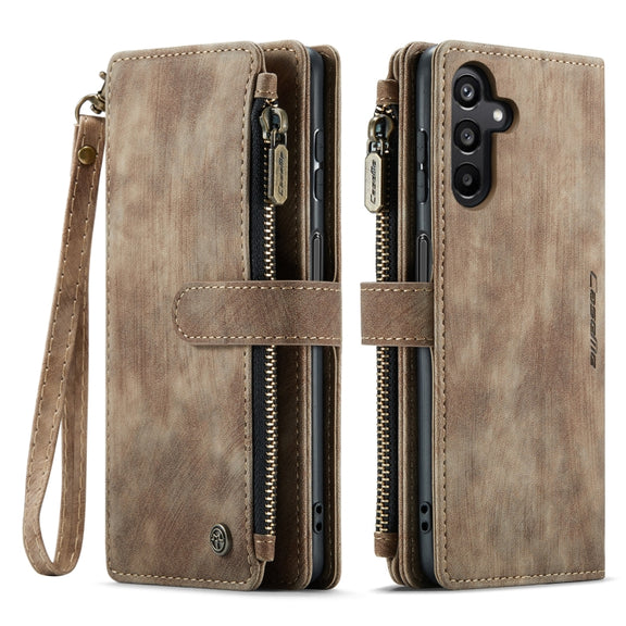 For Samsung Galaxy A15 CaseMe C30 Card Slots Zipper Wallet Leather Phone Case(Brown)