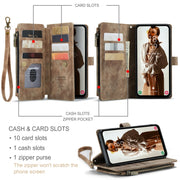 For Samsung Galaxy A15 CaseMe C30 Card Slots Zipper Wallet Leather Phone Case(Brown)