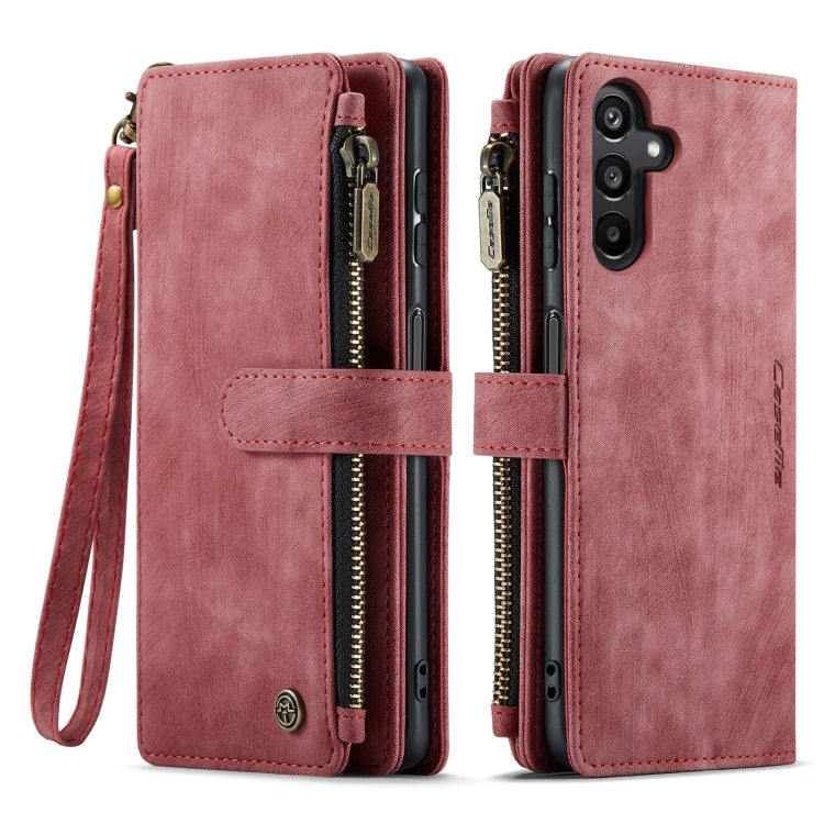 For Samsung Galaxy A15 CaseMe C30 Card Slots Zipper Wallet Leather Phone Case(Red)