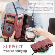 For Samsung Galaxy A15 CaseMe C30 Card Slots Zipper Wallet Leather Phone Case(Red)
