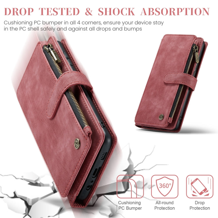 For Samsung Galaxy A15 CaseMe C30 Card Slots Zipper Wallet Leather Phone Case(Red)