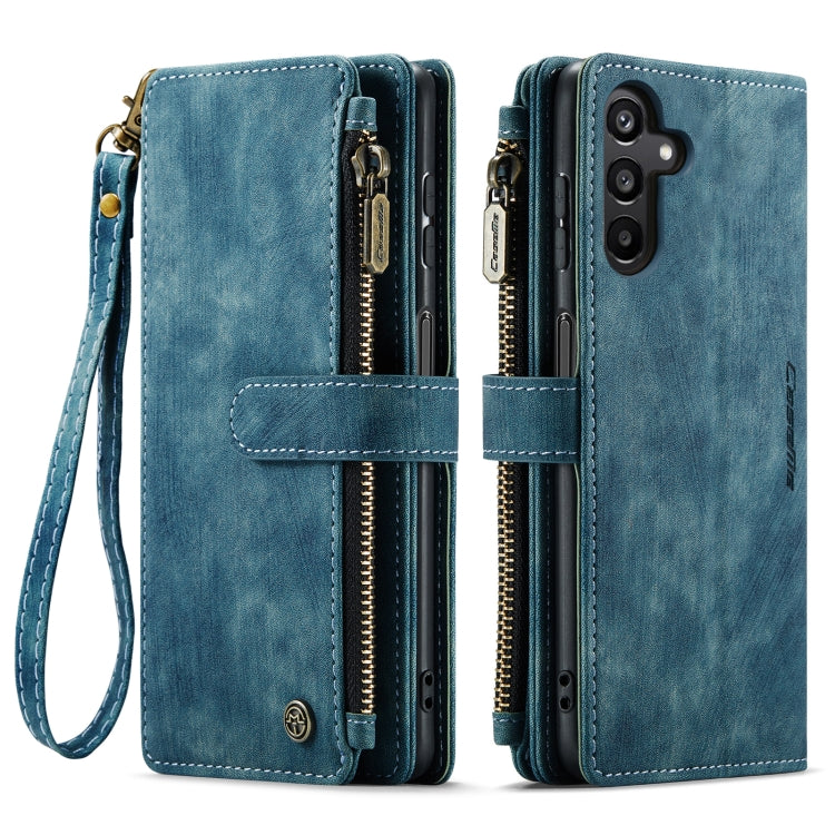 For Samsung Galaxy A15 CaseMe C30 Card Slots Zipper Wallet Leather Phone Case(Blue)
