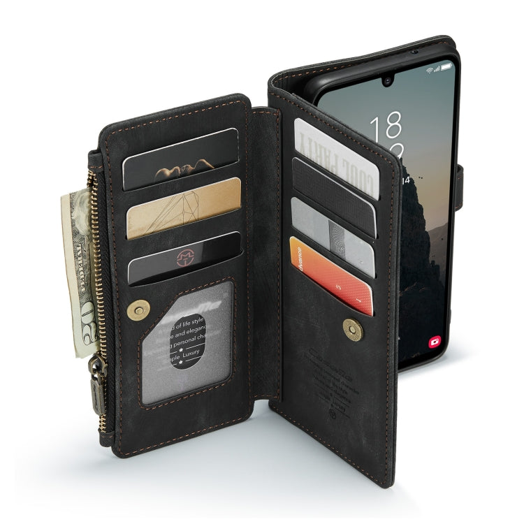 For Samsung Galaxy A25 4G CaseMe C30 Card Slots Zipper Wallet Leather Phone Case(Black)