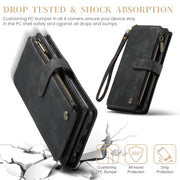 For Samsung Galaxy A25 4G CaseMe C30 Card Slots Zipper Wallet Leather Phone Case(Black)