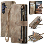 For Samsung Galaxy A25 4G CaseMe C30 Card Slots Zipper Wallet Leather Phone Case(Brown)