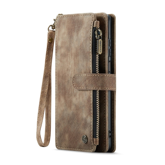 For Samsung Galaxy A25 4G CaseMe C30 Card Slots Zipper Wallet Leather Phone Case(Brown)
