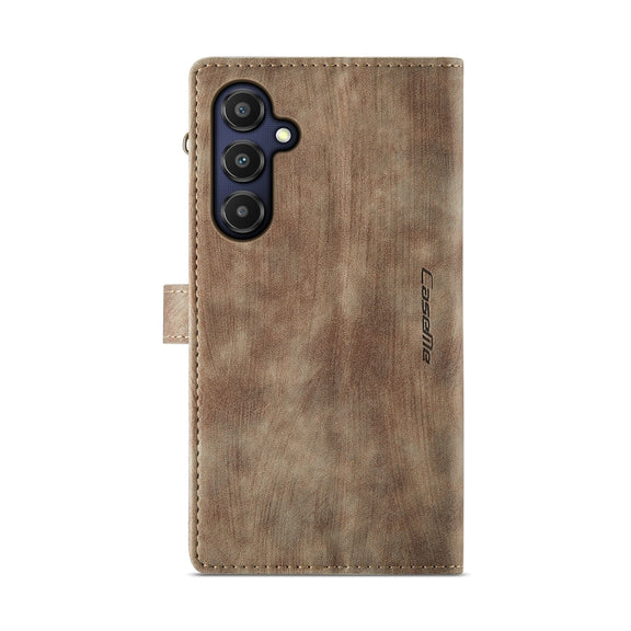 For Samsung Galaxy A25 4G CaseMe C30 Card Slots Zipper Wallet Leather Phone Case(Brown)
