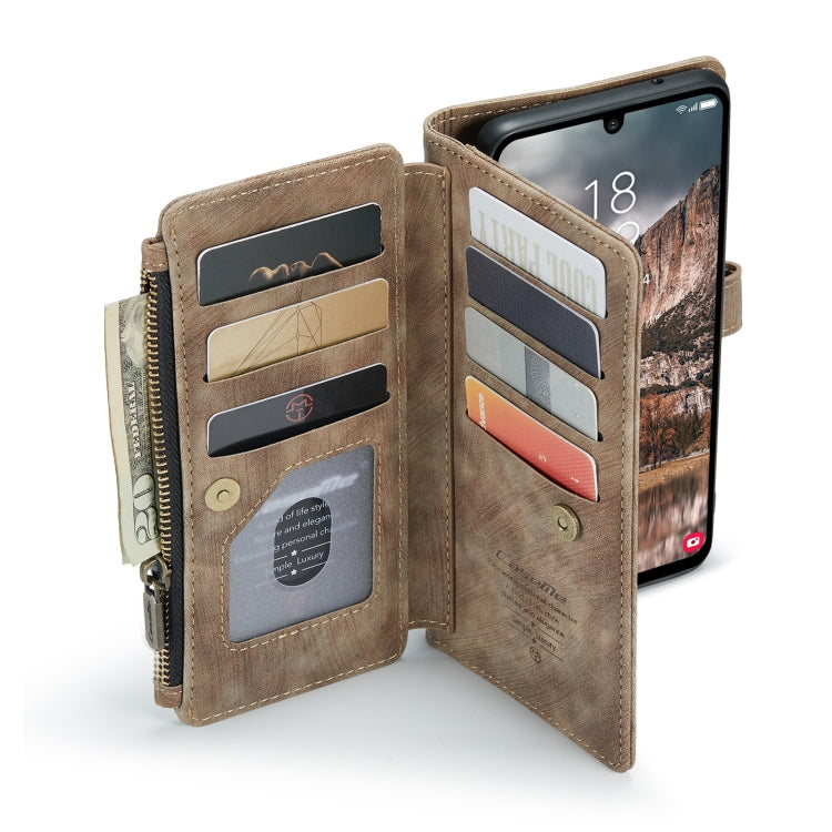 For Samsung Galaxy A25 4G CaseMe C30 Card Slots Zipper Wallet Leather Phone Case(Brown)