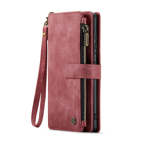 For Samsung Galaxy A25 4G CaseMe C30 Card Slots Zipper Wallet Leather Phone Case(Red)