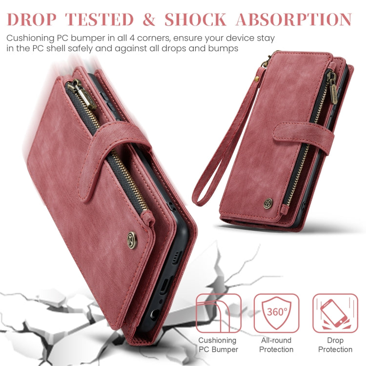 For Samsung Galaxy A25 4G CaseMe C30 Card Slots Zipper Wallet Leather Phone Case(Red) - free shipping - PMC Jewellery - Order now!