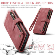 For Samsung Galaxy A25 4G CaseMe C30 Card Slots Zipper Wallet Leather Phone Case(Red)