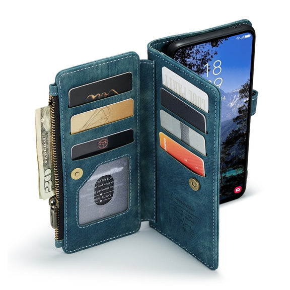 For Samsung Galaxy A25 4G CaseMe C30 Card Slots Zipper Wallet Leather Phone Case(Blue)
