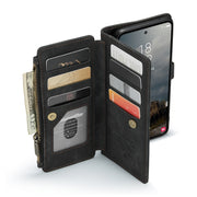 For Samsung Galaxy A55 5G CaseMe C30 Card Slots Zipper Wallet Leather Phone Case(Black)