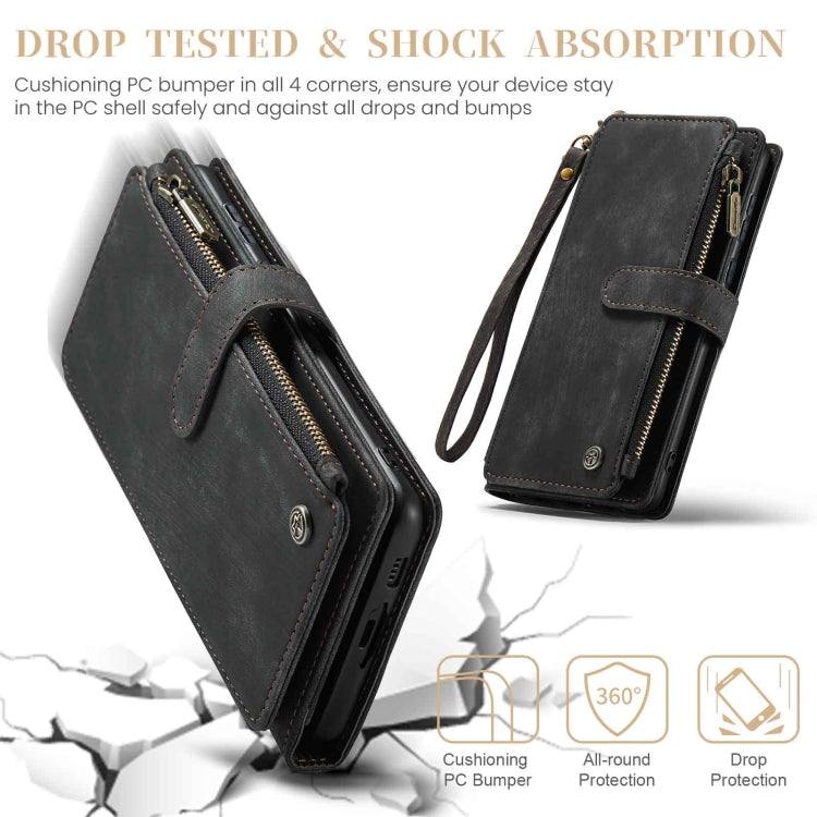 For Samsung Galaxy A55 5G CaseMe C30 Card Slots Zipper Wallet Leather Phone Case(Black)