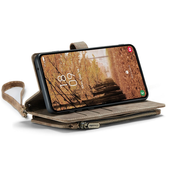 For Samsung Galaxy A55 5G CaseMe C30 Card Slots Zipper Wallet Leather Phone Case(Brown)