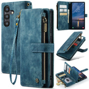 For Samsung Galaxy A55 5G CaseMe C30 Card Slots Zipper Wallet Leather Phone Case(Blue)
